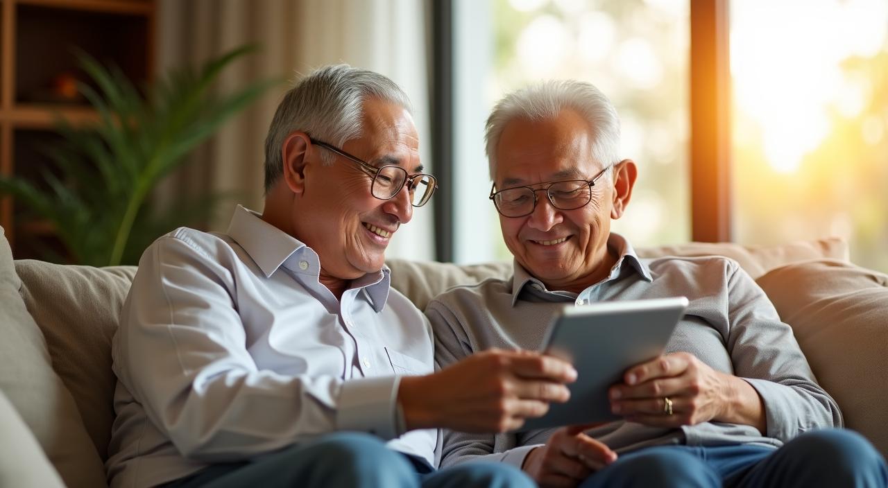 คู่รักวัยเกษียณชาวไทยกำลังปรึกษาแผนการเงินอย่างมีความสุข