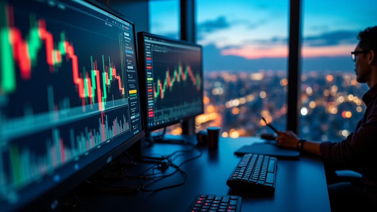 หน้าจอเทรดดิ้งแสดงกราฟราคาโลหะเงินและดัชนี ETF